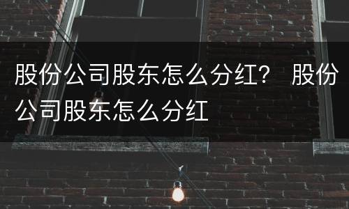 股份公司股东怎么分红？ 股份公司股东怎么分红