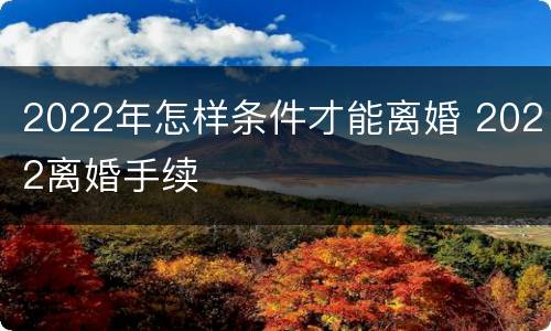 2022年怎样条件才能离婚 2022离婚手续