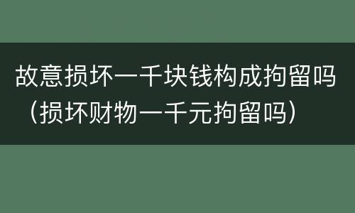 故意损坏一千块钱构成拘留吗（损坏财物一千元拘留吗）