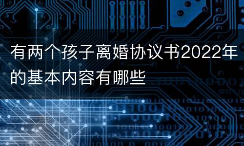 有两个孩子离婚协议书2022年的基本内容有哪些