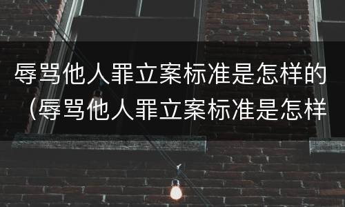 辱骂他人罪立案标准是怎样的（辱骂他人罪立案标准是怎样的呢）