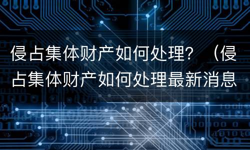 侵占集体财产如何处理？（侵占集体财产如何处理最新消息）