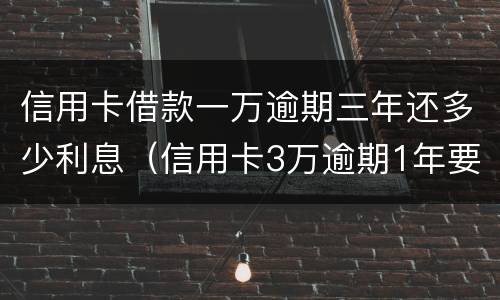 信用卡借款一万逾期三年还多少利息（信用卡3万逾期1年要多少利息）
