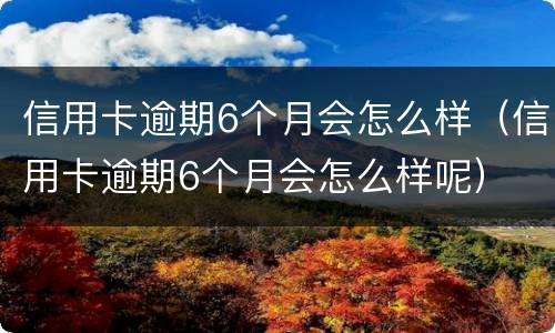 信用卡逾期6个月会怎么样（信用卡逾期6个月会怎么样呢）