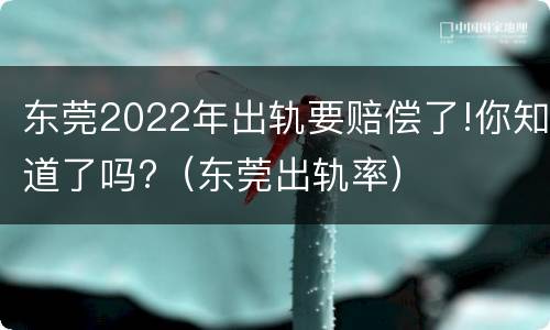 东莞2022年出轨要赔偿了!你知道了吗?（东莞出轨率）