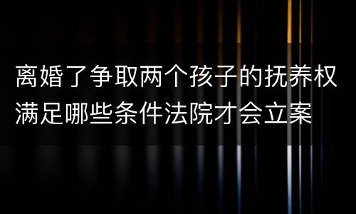 离婚了争取两个孩子的抚养权满足哪些条件法院才会立案