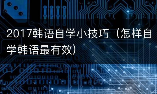 2017韩语自学小技巧（怎样自学韩语最有效）
