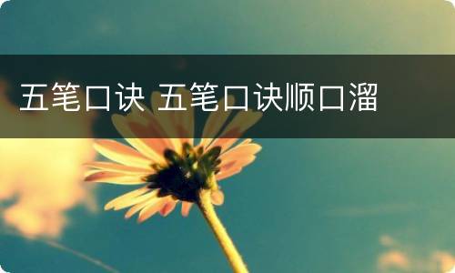五笔口诀 五笔口诀顺口溜