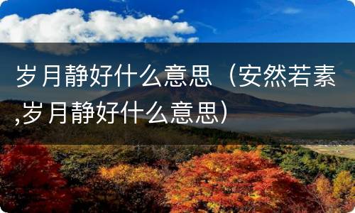岁月静好什么意思（安然若素,岁月静好什么意思）