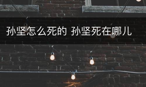 孙坚怎么死的 孙坚死在哪儿