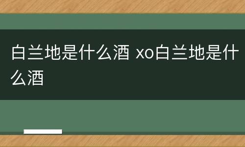 白兰地是什么酒 xo白兰地是什么酒