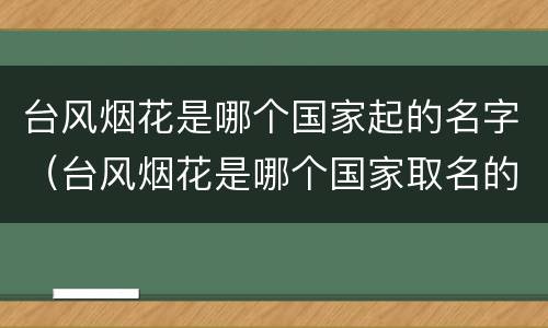 台风烟花是哪个国家起的名字（台风烟花是哪个国家取名的）