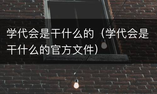 学代会是干什么的（学代会是干什么的官方文件）