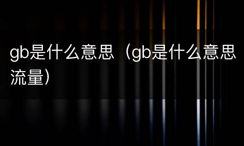 gb是什么意思（gb是什么意思流量）