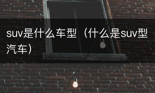 suv是什么车型（什么是suv型汽车）