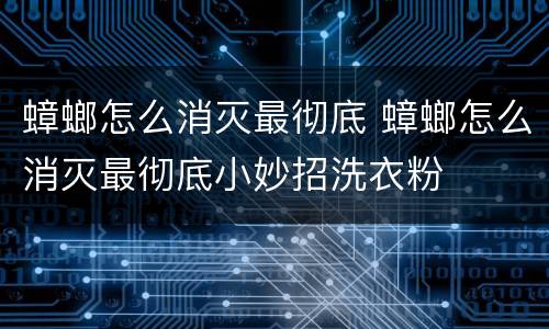 蟑螂怎么消灭最彻底 蟑螂怎么消灭最彻底小妙招洗衣粉