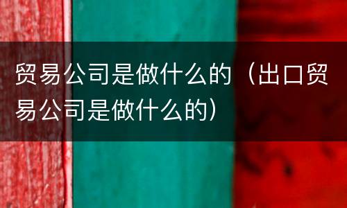 贸易公司是做什么的（出口贸易公司是做什么的）