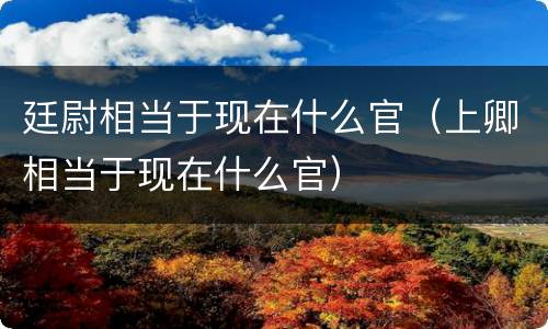 廷尉相当于现在什么官（上卿相当于现在什么官）