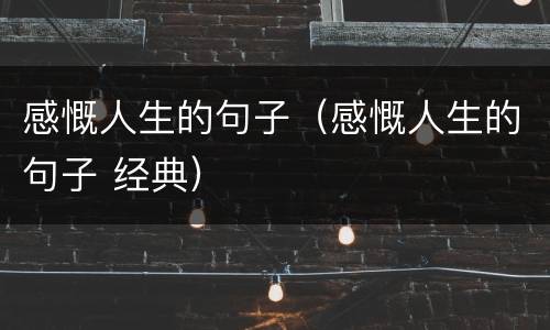 感慨人生的句子（感慨人生的句子 经典）
