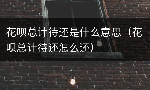 花呗总计待还是什么意思（花呗总计待还怎么还）