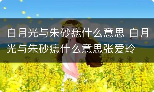 白月光与朱砂痣什么意思 白月光与朱砂痣什么意思张爱玲