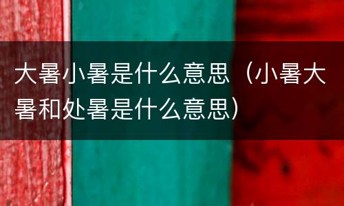 大暑小暑是什么意思（小暑大暑和处暑是什么意思）
