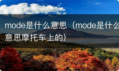mode是什么意思（mode是什么意思摩托车上的）