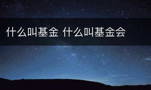 什么叫基金 什么叫基金会