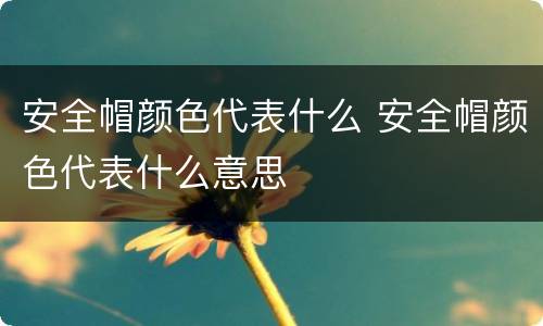 安全帽颜色代表什么 安全帽颜色代表什么意思