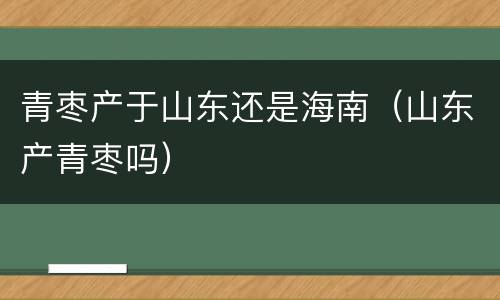 青枣产于山东还是海南（山东产青枣吗）