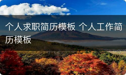 个人求职简历模板 个人工作简历模板