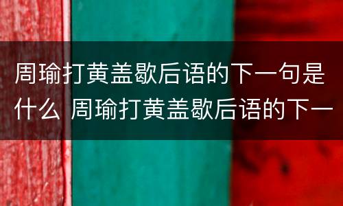 周瑜打黄盖歇后语的下一句是什么 周瑜打黄盖歇后语的下一句是什么瑜