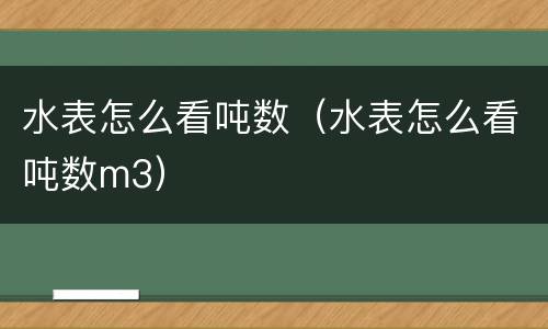 水表怎么看吨数（水表怎么看吨数m3）