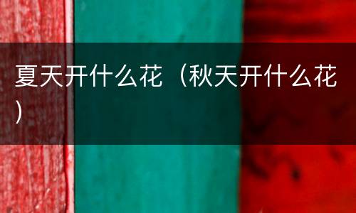 夏天开什么花（秋天开什么花）