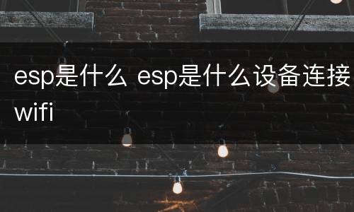 esp是什么 esp是什么设备连接wifi
