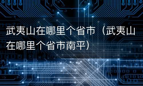 武夷山在哪里个省市（武夷山在哪里个省市南平）