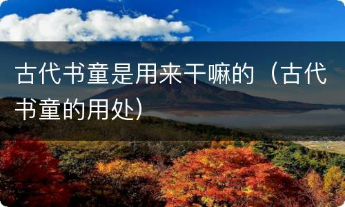 古代书童是用来干嘛的（古代书童的用处）