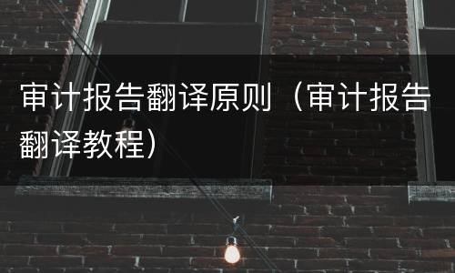 审计报告翻译原则（审计报告翻译教程）