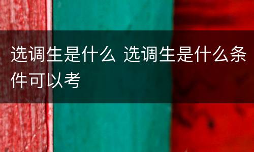 选调生是什么 选调生是什么条件可以考