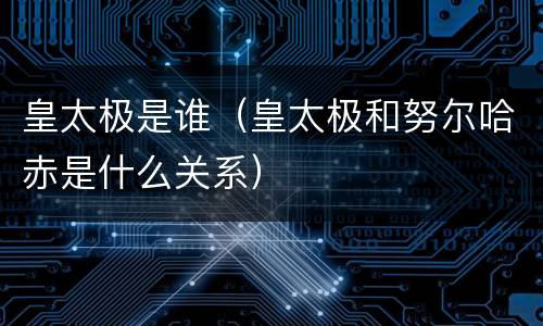 皇太极是谁（皇太极和努尔哈赤是什么关系）