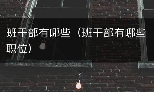 班干部有哪些（班干部有哪些职位）