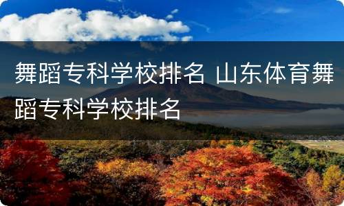 舞蹈专科学校排名 山东体育舞蹈专科学校排名