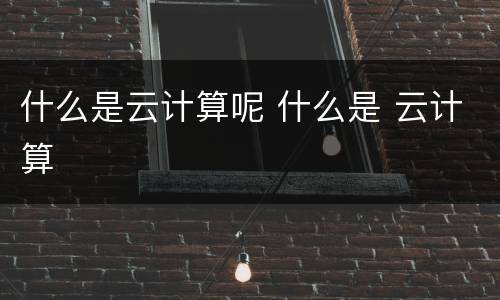 什么是云计算呢 什么是 云计算