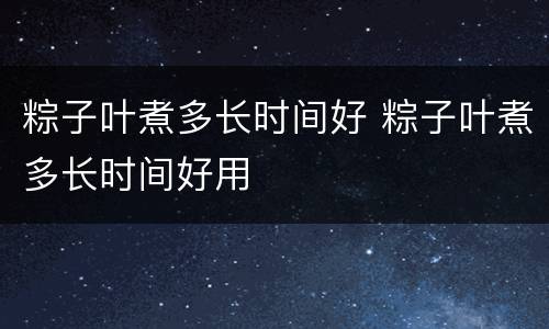 粽子叶煮多长时间好 粽子叶煮多长时间好用