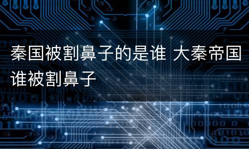 秦国被割鼻子的是谁 大秦帝国谁被割鼻子