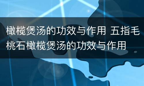 橄榄煲汤的功效与作用 五指毛桃石橄榄煲汤的功效与作用