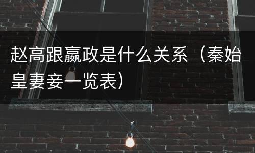 赵高跟嬴政是什么关系（秦始皇妻妾一览表）
