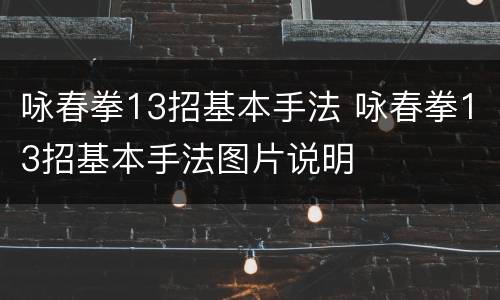 咏春拳13招基本手法 咏春拳13招基本手法图片说明