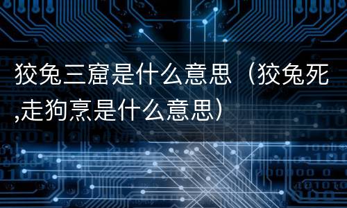 狡兔三窟是什么意思（狡兔死,走狗烹是什么意思）