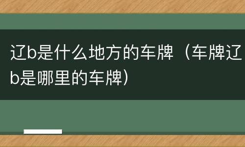 辽b是什么地方的车牌（车牌辽b是哪里的车牌）
